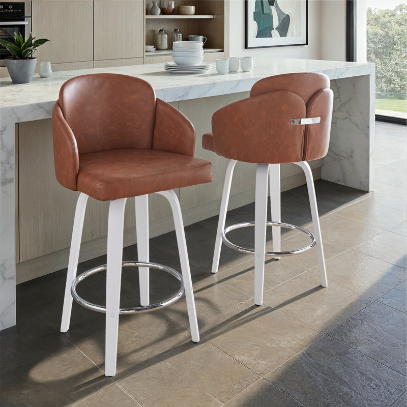Dahlia 26" Fixed-Height Counter Stool - Set Of 2, Orange