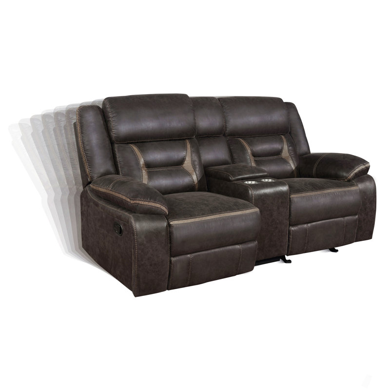 Causeuse rembourrée avec console, Brun