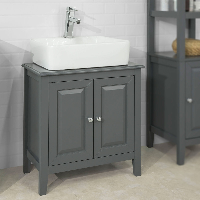 Knott 60cm Single Bathroom Vanity Base Only, Dark grey