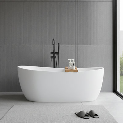 63'' x 31.5'' Freestanding Soaking Solid Surface Bathtub