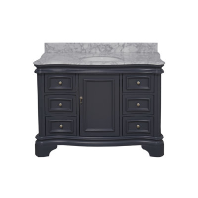 Twain 48" Single Bathroom Vanity Set with Marine Gray Cabinet and Carrara Marble Countertop