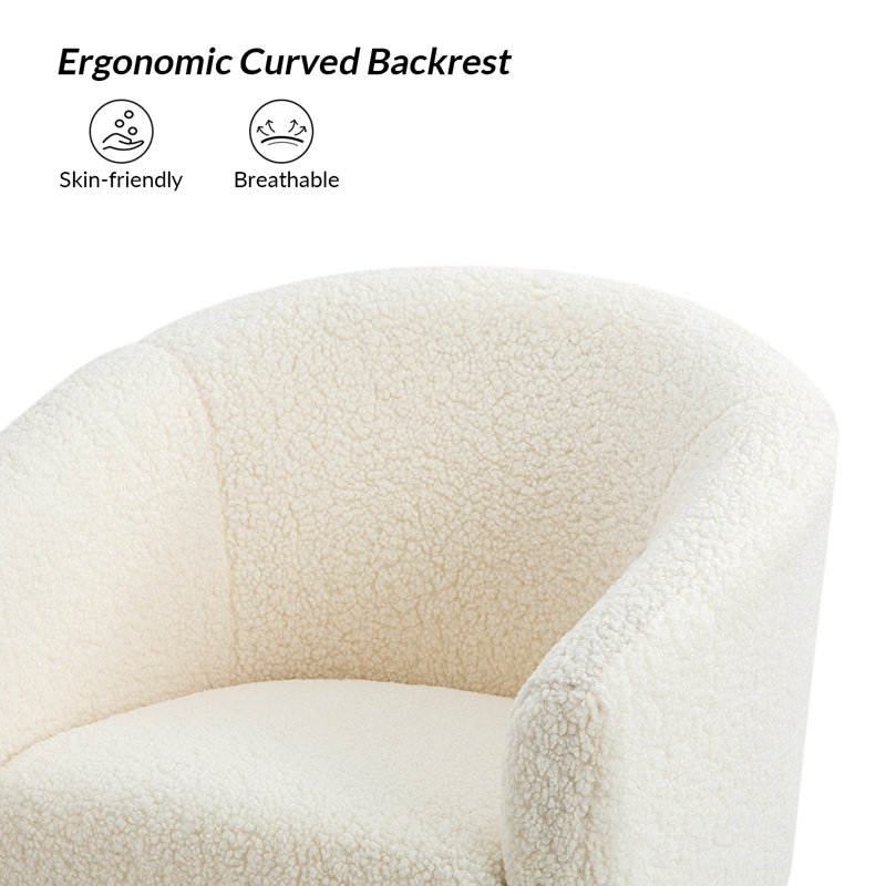 Fauteuil demi-tonneau en polyester 27,5 po Audwin, Ivoire 100% polyester