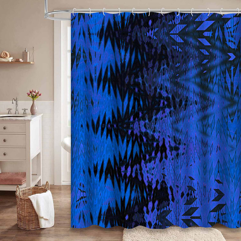 Rideau de douche bleu imperméable, rideaux de douche pour la salle de bain avec 12 crochets, 72" L x 84" W
