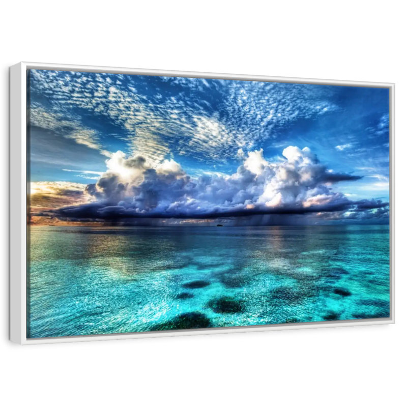 Vue sur l'océan Cozumel, Cadre flottant blanc, 31 po x 21 po