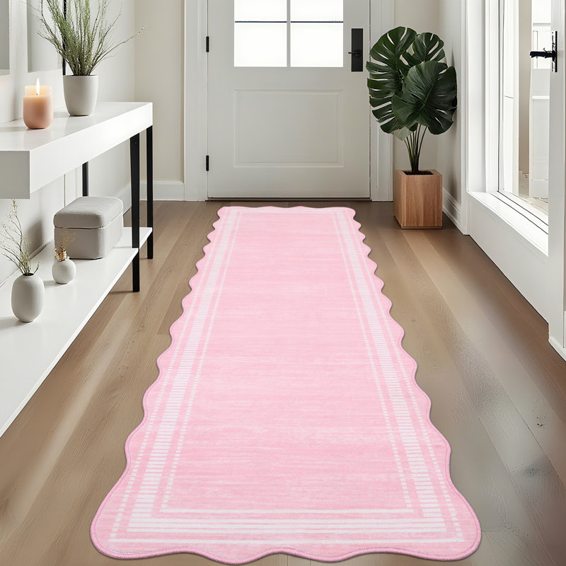 Scalloped Washable Rug Area Rugs for Living Room Modern Rugs Abstract Non-Slip Accent Carpet for Dining Room Home Office Bedroom