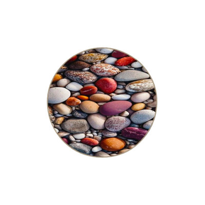 Pebble Theme Woven Base and Washable Area Rug