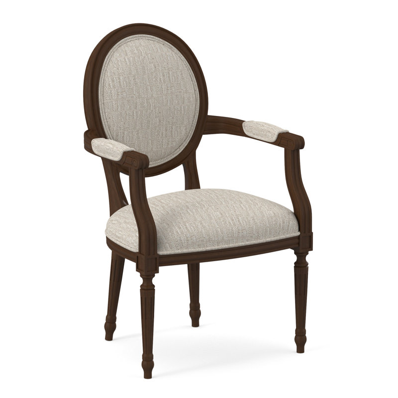 Chaise avec accoudoirs en tissu Dauphin, Noyer noir, Brouillards blancs
