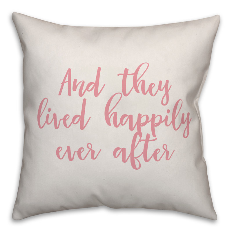  Coussin And And Lives Happily Ever After, Coussin décoratif, Blanc / rose