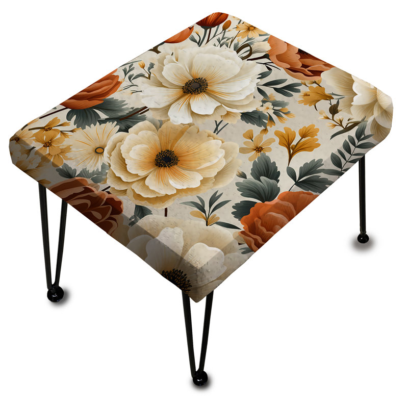 Beige And Orange Vintage Bouquets Grace - Vintage Rectangle Ottoman