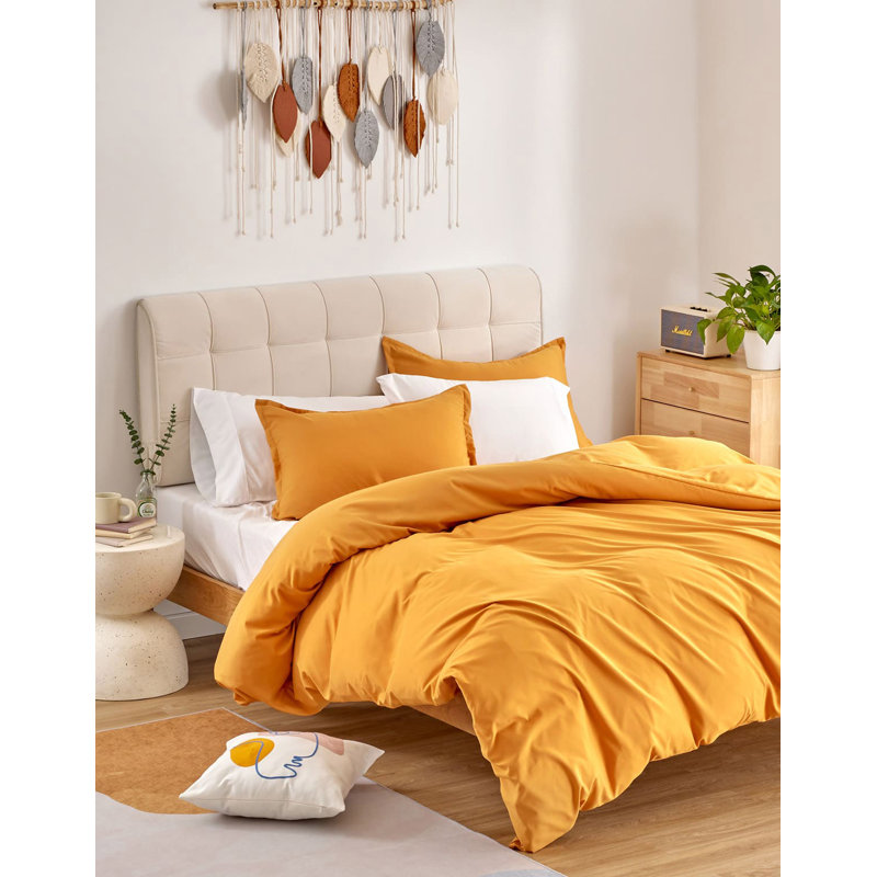 Orange Polyester Duvet Cover Set, Twin Duvet Cover + 1 Standard Pillowcase