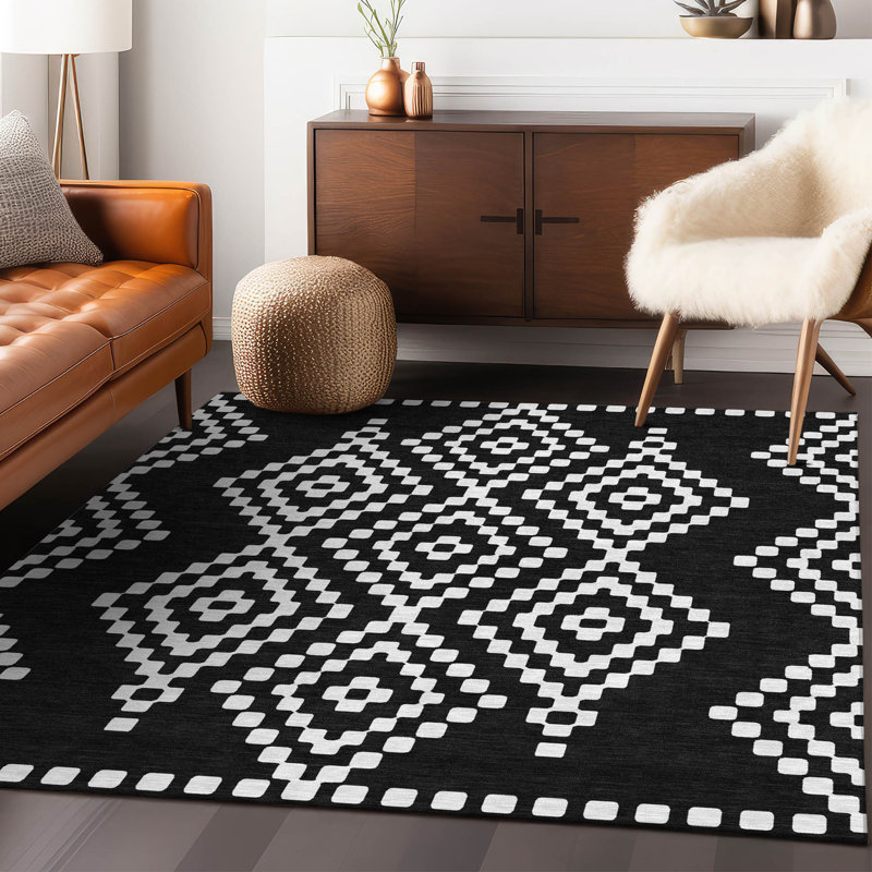 Malek Indoor/Outdoor Area Rug with Non-Slip Backing, Rectangle 8' x 10'