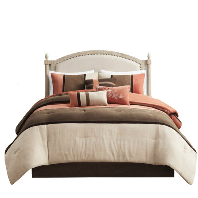 Faux Suede Comforter Coral King - Machine Washable & Size Wrinkle Bedding