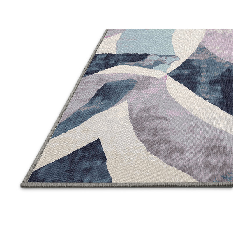 Machine Washable Gray Area Rug, Round 7'
