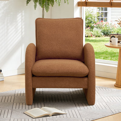 Chaise d'appoint rembourrée en sherpa moderne, fauteuil de salon robuste et ergonomique, chaise longue confortable pour la chambre à coucher, le bureau, la lecture, le petit espace, la chaise d'appoint élégante en molleton Sherpa avec dossier haut, 30