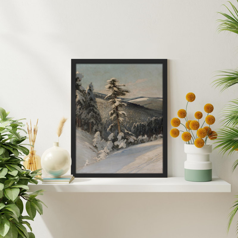 " Pine Covered With Snow ", 10" H x 8" W, Black