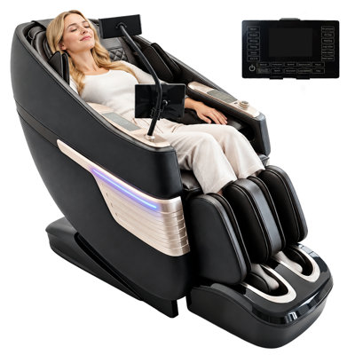 Fauteuil de massage 4D pour tout le corps avec rail SL de 145 cm, commande vocale IA, chauffage lombaire, compression par coussin gonflable, massage des pieds par rouleaux, haut-parleur Bluetooth et chargeur sans fil