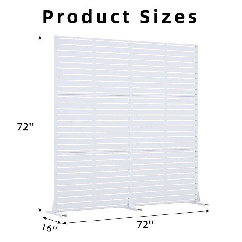 Paravent d'extérieur 72 po, H 72 po x l 72 po x P 16 po, Blanc