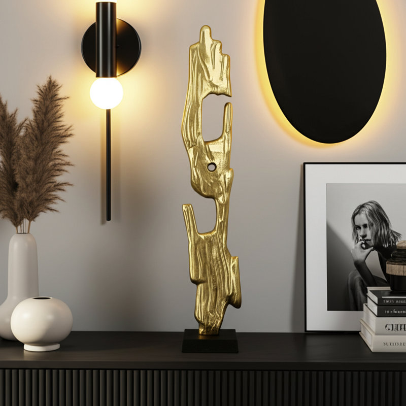 Altus Modern Post Statues Sculpture - Decorative Objects And Figurine For Home Decor And Decorations For Living Room, Silver
