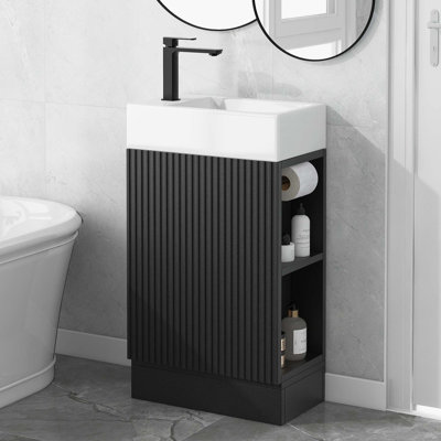 Meuble-lavabo polyvalent avec plusieurs options de rangement et installation personnalisable