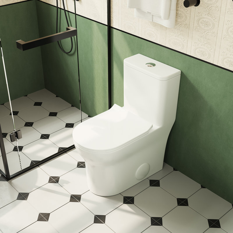 1.1/1.6 GPF Elongated Comfort Height Floor Mounted One-Piece Toilet, CUPC Certified, WaterSense Cetified, Ceramic, White Color, Soft Close Seat