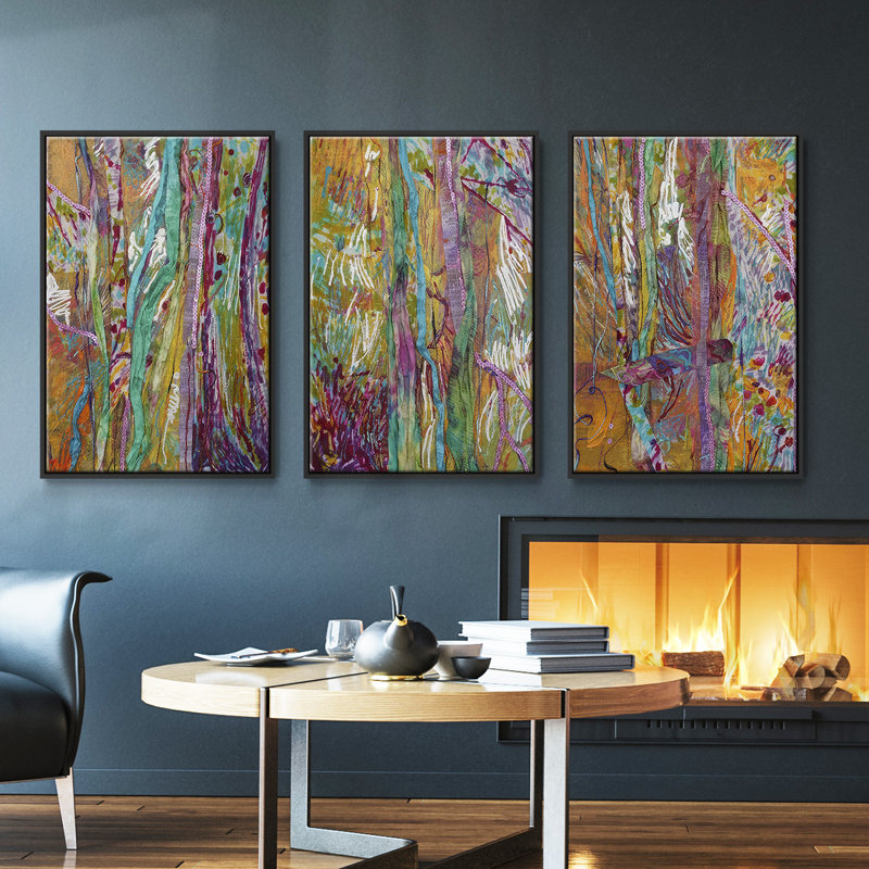 «Wake Dream I», ensemble de 3 toiles encadrées, Noir, H 36 po x l 72 po