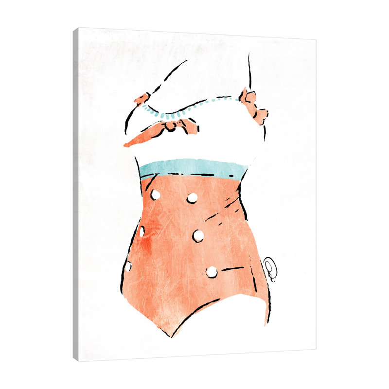 «Vintage Swimsuit Pastel 3» par Onrei, reproduction sur toile tendue, H 32 po x l 24 po x P 1,5 po