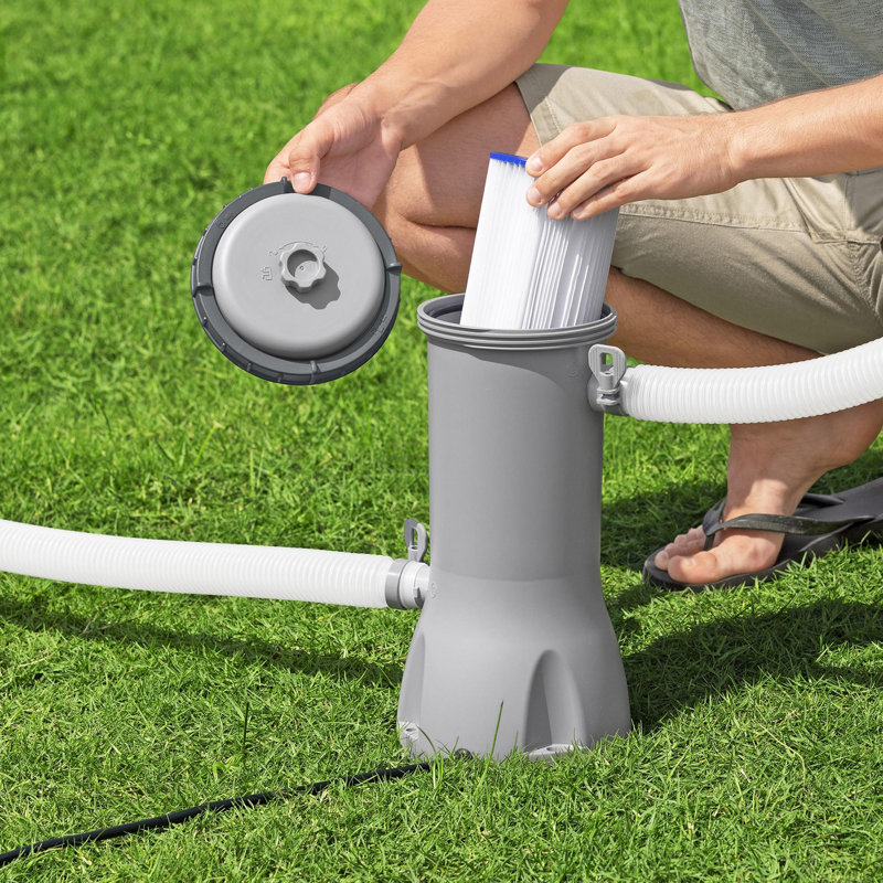 Gray 1000 GPH Cartridge Pool Filter Pump with Timer
