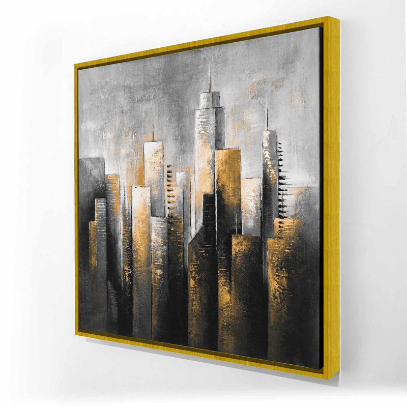 Toile abstraite contemporaine avec cadre abstrait gris | Décoration