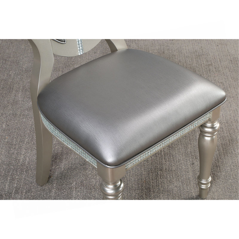 Ensemble formel de chaises d'appoint de salle à manger 2 pièces revêtues de similicuir argenté