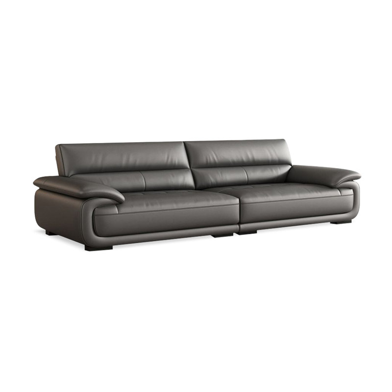 Dark grey Genuine Leather Modular Modern sofa, 33.46" H x 110.24" W x 37.4" D, 4