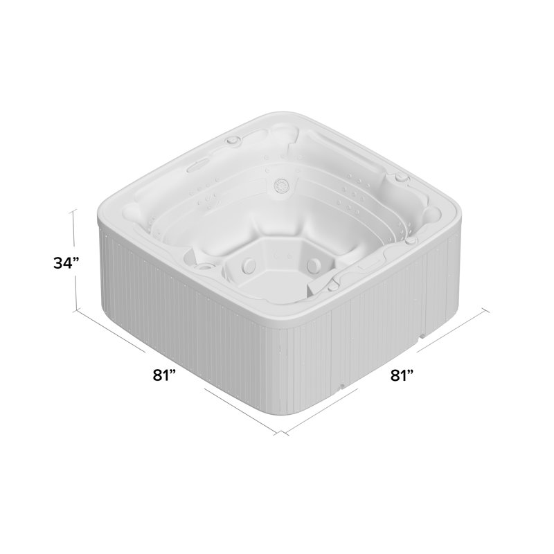 Lifesmart 7-Person Square Spa with Waterfall and LED Lights