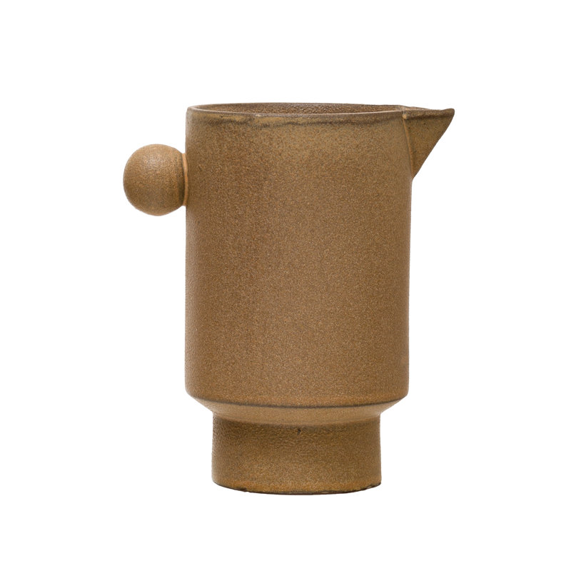 Hamon Stoneware Pitcher, 6.3" H x 3.8" W x 5.5" L, Light Brown
