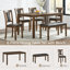 Ensemble de table de salle à manger 6 pièces avec banc et chaises, ensemble de table à manger en bois pour 6 personnes, ensemble de table de salle à manger de style rustique pour 6 personnes Farmhouse-133403520