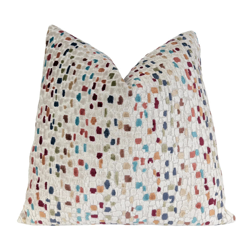 Housse de coussin en velours mosaïque, Coucher de soleil, 20 x 20 po
