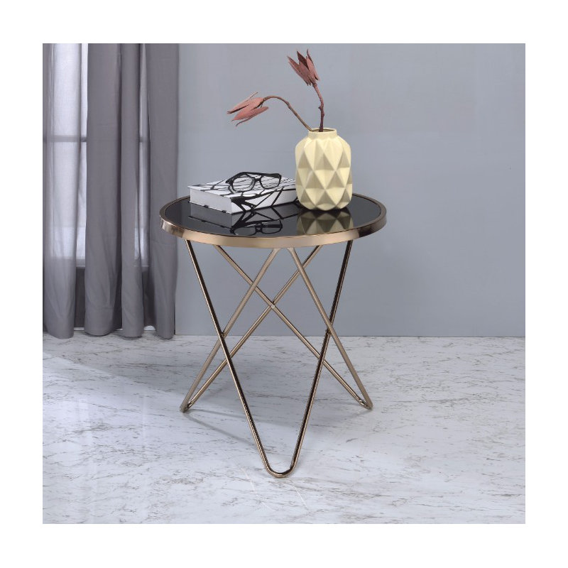 Huckell Glass Top End Table, Black