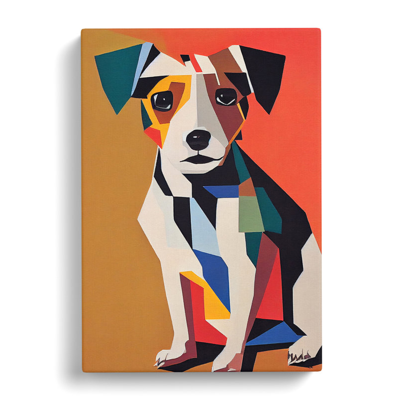 Dixion Jack Russell Terrier Geometric Vol.2 - Wrapped Canvas Print, 50cm H x 35cm W x 3cm D
