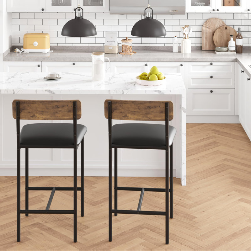 Ensemble de chaises rustiques 6 pièces pour salle à manger et bar - Fabrication industrielle en métal - Dossier et siège rembourrés - Robuste et confortable - S'assemble rapidement