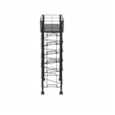 6-Tier Metal Rolling File Cart with Wheels, Black 41.5D x 23.5W x 76.7H cm