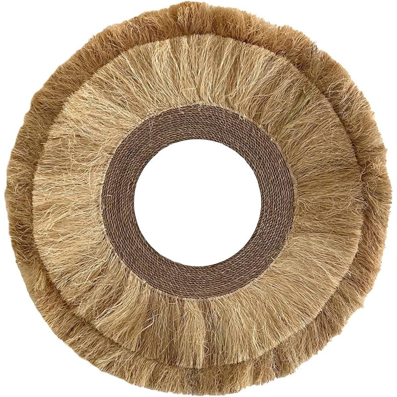 Miroir mural rond en bambou tissé azur Seagrass