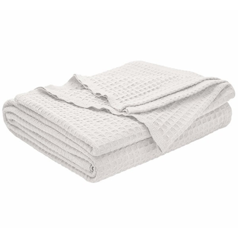 Couverture en coton ISC Rifz, Blanc, Grand
