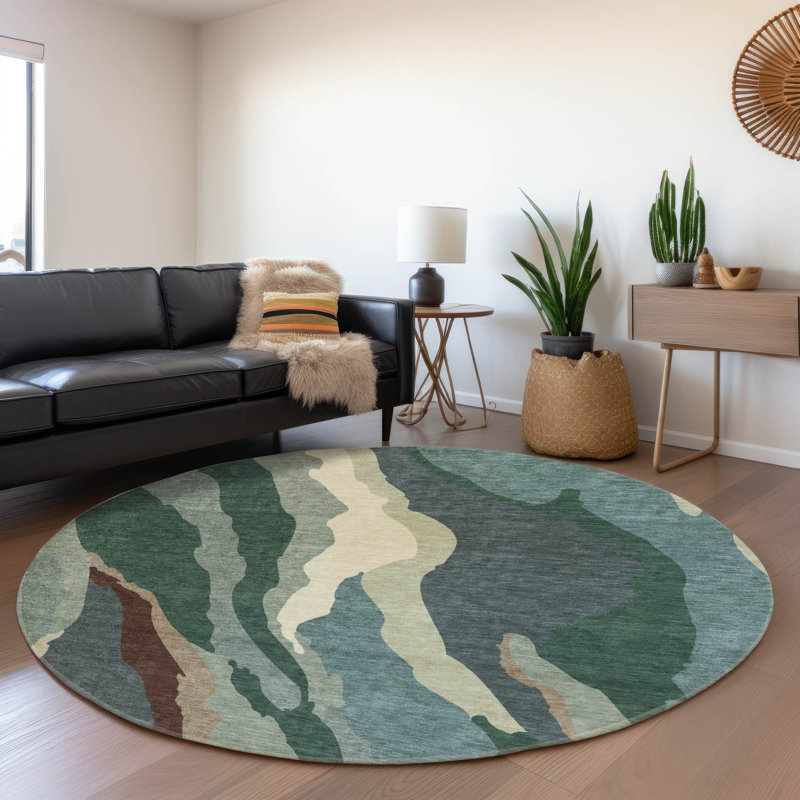 Premium Machine Washable Cossette AMF1047 Waves Rug, Round 8'