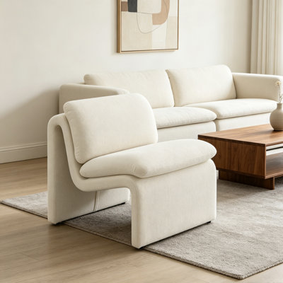 Fauteuil d'appoint en tissu bouclé ivoire