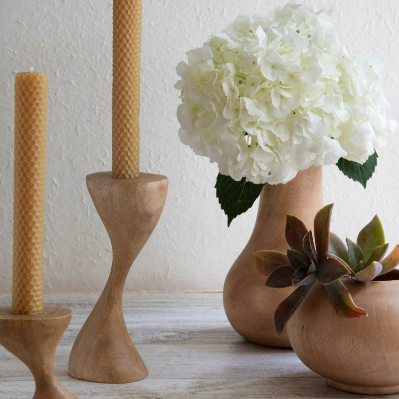 Vase rond en bois de manguier