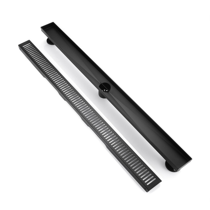Drain de plancher de douche rectangulaire en acier inoxydable BOann 304 (36 po), Noir
