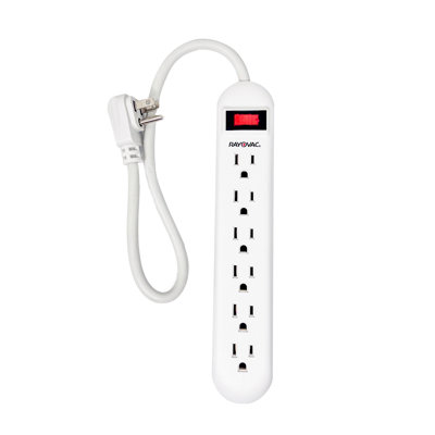 RAYOVAC® 6-Outlet Power Strip, 1.5-Ft., White