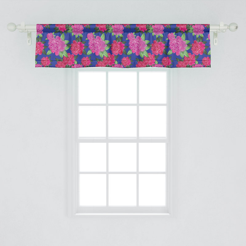 Ambesonne Floral Valance Pack of 2 80's Look Peonies Pattern Multicolor_106862, 54" W x 12" L