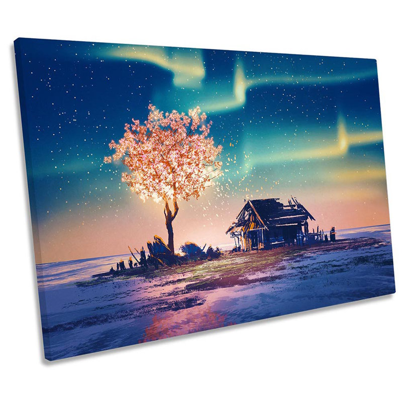 Northern Lights Moonlight Repro Framed - Wrapped Canvas Print, 81.3cm H x 121.9cm W x 4cm D