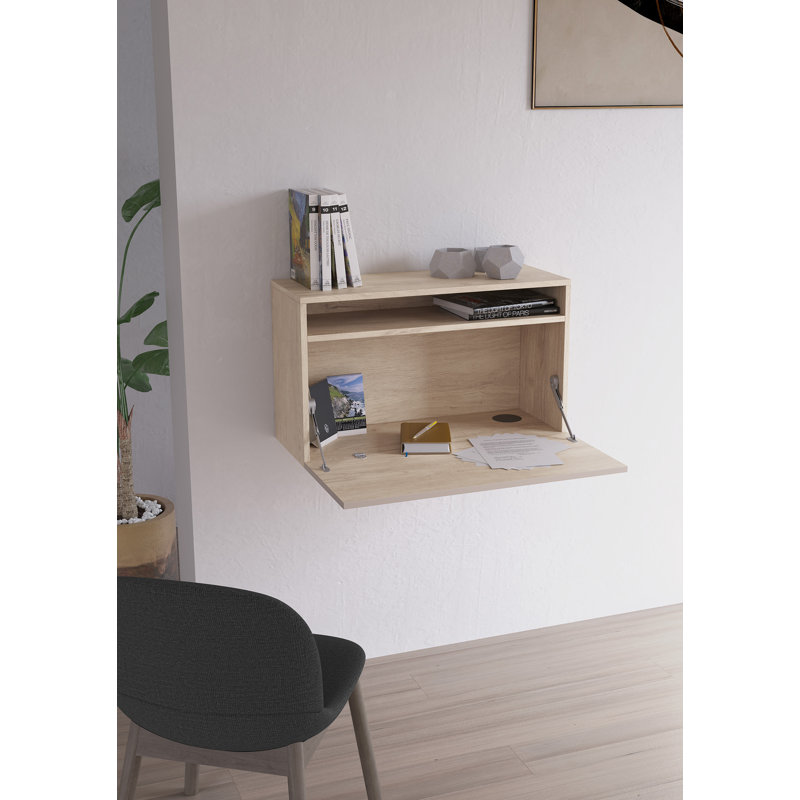 Fryman Floating Desk, Light Oak Taupe
