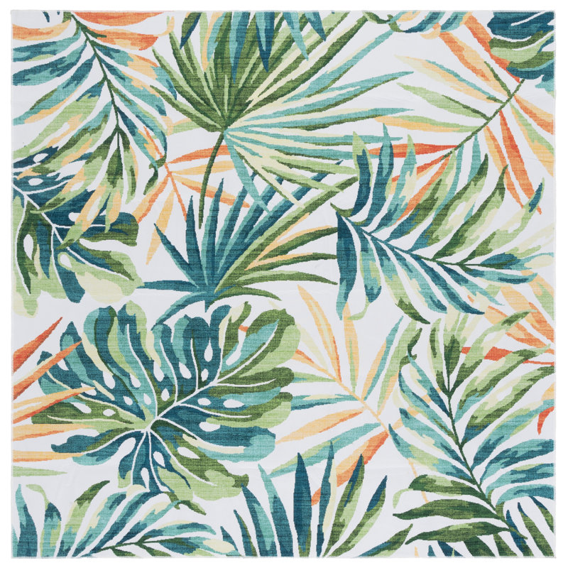 Tapis ivoire / vert Malibu 845, Carré 6 pi