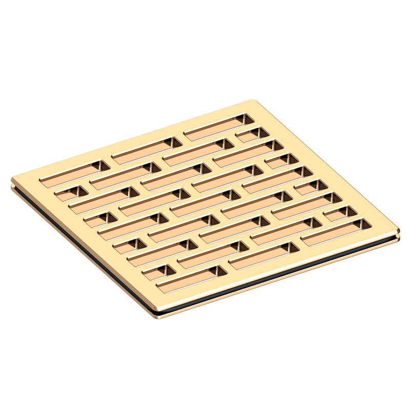 4" Square Shower Drain, French Gold (PVD)